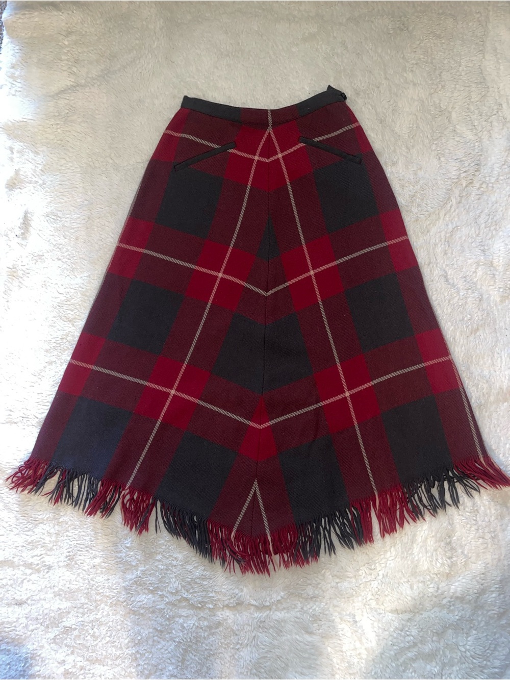 Vintage Ralph Lauren country skit Red and  gray Plaid Maxi Skirt